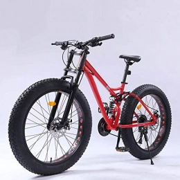 LUO Fat Tyre Mountain Bike LUO Bike，Adult Fat Tire Mountain Bike, Full Suspension Off-Road Snow Bikes, Double Disc Brake Beach Cruiser Bicycle, Student Highway Bicycles, 26 inch Wheels, Orange, 24 Speed, Red, 27 Speed