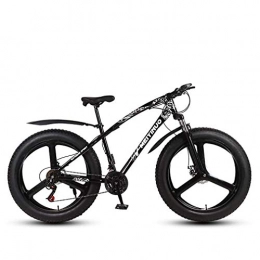 LUO Fat Tyre Mountain Bike LUO Bike，Mens Adult Fat Tire Mountain Bike, Variable Speed Snow Bikes, Double Disc Brake Beach Cruiser Bicycle, 26 inch Magnesium Alloy Integrated Wheels, Silver, 24 Speed, Black, 27 Speed