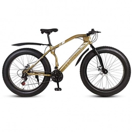 LYRWISHJD Bike LYRWISHJD 26 Inch Mens Fat Tire Mountain Bike, Beach Snow Bikes, Double Disc Brake Cruiser Bicycle, Lightweight High-Carbon Steel Frame, Aluminum Alloy Wheels (Color : Beige, 速度 Speed : 27 Speed)