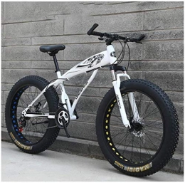 MKWEY Bike Men Women Adult Mountain Bikes, Boys Girls Fat Tire MTB Bikes, Dual Disc Brake Hardtail Mountain Bicycle, High-carbon Steel Frame, White C, 24 Inch 24 Speed