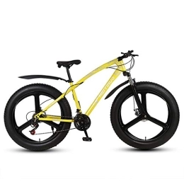 FXMJ Bike Mountain Bikes, 26 Inch Fat Tire Hardtail Mountain Bike, Dual Suspension Frame and Suspension Fork All Terrain Mountain Bike, 21 Speed, Yellow