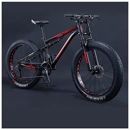 NENGGE Bike NENGGE 24 Inch Fat Tire Hardtail Mountain Bike for Men and Women, Dual-Suspension Adult Mountain Trail Bikes, All Terrain Bicycle with Adjustable Seat & Dual Disc Brake, Black, 21 Speed