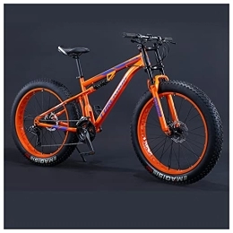 NENGGE Fat Tyre Mountain Bike NENGGE 24 Inch Fat Tire Hardtail Mountain Bike for Men and Women, Dual-Suspension Adult Mountain Trail Bikes, All Terrain Bicycle with Adjustable Seat & Dual Disc Brake, Orange, 21 Speed