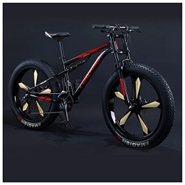 NENGGE Fat Tyre Mountain Bike NENGGE 26 Inch Fat Tire Hardtail Mountain Bike for Men and Women, Dual-Suspension Adult Mountain Trail Bikes, All Terrain Bicycle with Adjustable Seat & Dual Disc Brake, 7 Speed, Black 5 Spoke