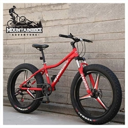 NENGGE Bike NENGGE 26 Inch Hardtail Mountain Bike Fat Tire Mountain Trail Bike for Adults Men Women, Mechanical Disc Brakes Mountain Bicycle with Front Suspension, High-carbon Steel, 3 Spoke Red, 27 Speed