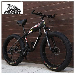 NENGGE Fat Tyre Mountain Bike NENGGE 26 Inch Hardtail Mountain Bikes for Men / Women, Adult Fat Tire Mountain Off-Road Bicycle with Front Suspension & Dual Disc Brake Adjustable Seat All Terrain Mountain Bike, Spoke Black, 21 Speed