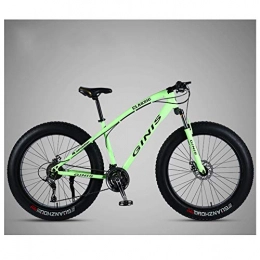 NENGGE Bike NENGGE 26 Inch Mountain Bicycle, High-carbon Steel Frame Fat Tire Mountain Trail Bike, Men's Womens Hardtail Mountain Bike with Dual Disc Brake, Green, 21 Speed Spoke