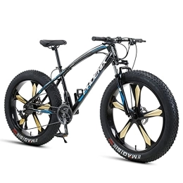 NENGGE Fat Tyre Mountain Bike NENGGE 26 Inch Mountain Bike for Boys, Girls, Mens and Womens, Adult Fat Tire Mountain Bicycle, Carbon Steel Beach Snow Outdoor Bike, Hardtail, Disc Brakes, Blue 5 Spoke, 30 Speed