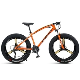 NENGGE Fat Tyre Mountain Bike NENGGE 26 Inch Mountain Bike for Boys, Girls, Mens and Womens, Adult Fat Tire Mountain Bicycle, Carbon Steel Beach Snow Outdoor Bike, Hardtail, Disc Brakes, Orange 3 Spoke, 30 Speed