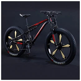 NENGGE Fat Tyre Mountain Bike NENGGE 26 Inch Mountain Bikes, Adult Boys Girls Fat Tire Mountain Trail Bike, Dual-Suspension Bicycle, High-Carbon Steel Frame, Anti-Slip Off-Road Bikes, Black 5 Spoke, 30 Speed