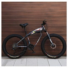 NENGGE Fat Tyre Mountain Bike NENGGE 26 Inch Mountain Bikes, Fat Tire Hardtail Mountain Bike, Aluminum Frame Alpine Bicycle, Mens Womens Bicycle with Front Suspension, Gray, 24SpeedSpoke