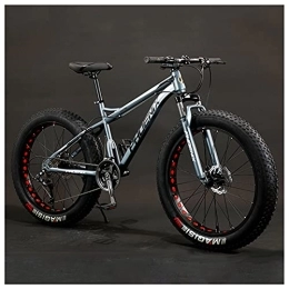 NENGGE Fat Tyre Mountain Bike NENGGE Adult Mountain Bike, 24-Inch Wheels, Mens, Womens Steel Frame, Fat Tire Mountain Bikes Hardtail Mountain Bicycle, Mechanical Disc Brakes, Gray, 30 Speed