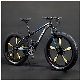 NENGGE Fat Tyre Mountain Bike NENGGE Adult Mountain Bike, 26-Inch Wheels, Mens, Womens Steel Frame, Fat Tire Mountain Bikes Hardtail Mountain Bicycle, Mechanical Disc Brakes, Blue 5 Spoke, 30 Speed