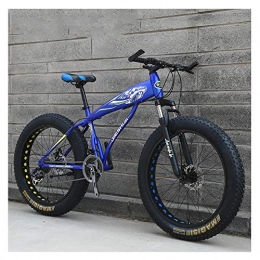 NENGGE Fat Tyre Mountain Bike NENGGE Adult Mountain Bikes, Boys Girls Fat Tire Mountain Trail Bike, Dual Disc Brake Hardtail Mountain Bike, High-carbon Steel Frame, Bicycle, Blue E, 26 Inch 21 Speed