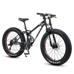 NENGGE Fat Tyre Mountain Bike NENGGE Fat Tire Bike for Men Women, 24-Inch Wheels, 4-Inch Wide Knobby Tires 7 / 21 / 24 / 27 / 30 Speed Beach Snow Mountain Bicycle, Dual-Suspension & Dual Disc Brake, Black, 21 Speed