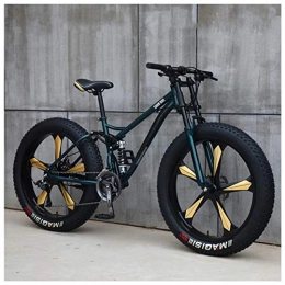 NENGGE Fat Tyre Mountain Bike NENGGE Fat Tire Hardtail Mountain Bike 26 Inch for Men and Women, Dual-Suspension Adult Mountain Trail Bikes, All Terrain Bicycle with Adjustable Seat & Dual Disc Brake, Cyan 5 Spokes, 21 Speed