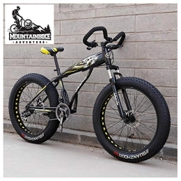 NENGGE Bike NENGGE Hardtail Fat Tire Mountain Bike for Adults, Men Women Mountain Trail Bike with Dual Disc Brake, High-carbon Steel Front Suspension All Terrain Mountain Bicycle, New Yellow, 26 Inch 21 Speed