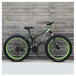 NENGGE Fat Tyre Mountain Bike NENGGE Mens Womens Mountain Bikes, High-carbon Steel Frame, Dual Disc Brake Hardtail Mountain Bike, All Terrain Bicycle, Anti-Slip Bikes, Green, 24Inch27Speed