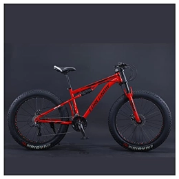 NENGGE Fat Tyre Mountain Bike NENGGE Mountain Bikes, 24 Inch Fat Tire Hardtail Mountain Bike, Dual Suspension Frame and Suspension Fork All Terrain Mountain Bike for Men Women Adult, Red, 27 Speed