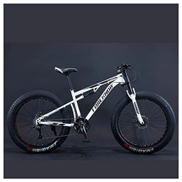 NENGGE Fat Tyre Mountain Bike NENGGE Mountain Bikes, 24 Inch Fat Tire Hardtail Mountain Bike, Dual Suspension Frame and Suspension Fork All Terrain Mountain Bike for Men Women Adult, White, 30 Speed