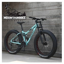 NENGGE Fat Tyre Mountain Bike NENGGE Mountain Bikes 26 Inch Fat Tire for Adults Men Women, Dual Suspension High-carbon Steel Mountain Bicycle with Dual Disc Brake, All Terrain / Anti-Slip / Off-Road / Adjustable Seat, Green, 21 Speed