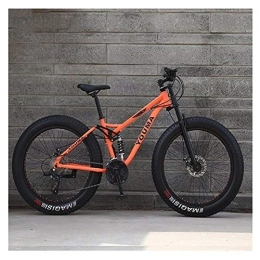 NENGGE Fat Tyre Mountain Bike NENGGE Mountain Bikes 26 Inch Fat Tire for Adults Men Women, Dual Suspension High-carbon Steel Mountain Bicycle with Dual Disc Brake, All Terrain / Anti-Slip / Off-Road / Adjustable Seat, Orange, 24 Speed