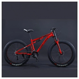 NENGGE Fat Tyre Mountain Bike NENGGE Mountain Bikes, 26 Inch Fat Tire Hardtail Mountain Bike, Dual Suspension Frame and Suspension Fork All Terrain Mountain Bike for Men Women, 27 Speed, Red Spoke