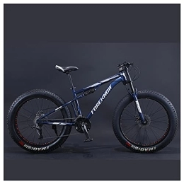 NENGGE Bike NENGGE Mountain Bikes, 26 Inch Fat Tire Hardtail Mountain Bike, Dual Suspension Frame and Suspension Fork All Terrain Mountain Bike for Men Women, 7 Speed, Blue Spoke