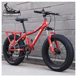 NENGGE Bike NENGGE Women Hardtail Mountain Trail Bike 20 Inch with Dual Disc Brake, Girls All Terrain Anti-Slip Front Suspension Fat Tire High-carbon Steel Mountain Bicycle, Adjustable Seat, Red, 21 Speed