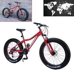 Oanzryybz Fat Tyre Mountain Bike Oanzryybz 26 Inch 4.0 Fat Tire Snowmobile, Variable Speed Mountain Bike, 7 / 21 / 24 / 27 / 30 Speed, for Men, Women, Students, Red, 27