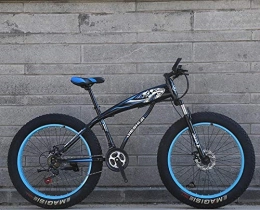 peipei Fat Tyre Mountain Bike peipei 26 inch wheel adult student off-road mountain fat bike 21 / 24 / 27 speed road bike male double disc brake racing riding-Black Blue_26 inch_21 Speed