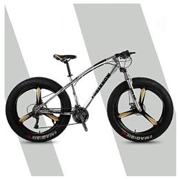 QMMD Fat Tyre Mountain Bike QMMD 26-Inch Adult Mountain Bikes, Hardtail Mountain Bike, Fat Tire High-carbon Steel Anti-Slip Bikes, Front Suspension, 7-21-24-27-Speed All Terrain Mountain Bike, gray 3 Spokes, 27 speed