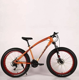 QZ Bike QZ 24 Inch Adult Fat Tire Mountain Bike, Double Disc Brake Snow Bicycle, High-Carbon Steel Frame Cruiser Bikes Mens, Aluminum Alloy Rims Wheels Beach Bicycles (Color : Orange, Size : 24 speed)