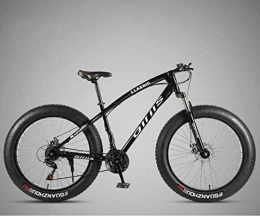 QZ Bike QZ 26 Inch Bicycle Mountain Bike Hardtail for Men's Womens, Fat Tire MTB Bikes, High-Carbon Steel Frame, Shock-Absorbing Front Fork And Dual Disc Brake (Color : Black, Size : 30 speed)
