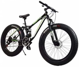 QZ Bike QZ 26 Inch Wheels 21Speed Fat Tire Hardtail Mountain Bicycle, Dual Suspension Frame And High Carbon Steel Frame Double Disc Brake (Color : Black green)