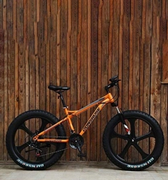 QZ Bike QZ Fat Tire Adult Mountain Bike, Double Disc Brake / High-Carbon Steel Frame Cruiser Bikes, Beach Snowmobile Bicycle, 26 Inch Magnesium Alloy Integrated Wheels (Color : Orange, Size : 24 speed)