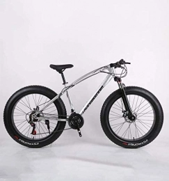 QZ Bike QZ Fat Tire Adult Mountain Bike, High-Carbon Steel Frame Cruiser Bikes, Beach Snowmobile Bicycle, Double Disc Brake 26 Inch Wheels (Color : Silver, Size : 27 speed)