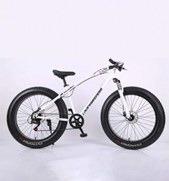 QZ Bike QZ Fat Tire Adult Mountain Bike, High-Carbon Steel Frame Cruiser Bikes, Beach Snowmobile Bicycle, Double Disc Brake 26 Inch Wheels (Color : White, Size : 7 speed)