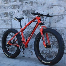 QZ Bike QZ Fat Tire Mountain Bike Mens, Beach Bike, Double Disc Brake 20 Inch Cruiser Bikes, 4.0 wide Wheels, Adult Snow Bicycl 24speed (Color : Red, Size : 27speed)