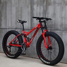 QZ Bike QZ Mens 26 Inch Fat Tire Mountain Bike, Beach Snow Bikes, Double Disc Brake Cruiser Bicycle, Aluminum Alloy Wheels Lightweight High-Carbon Steel Frame (Color : Red, Size : 7 speed)