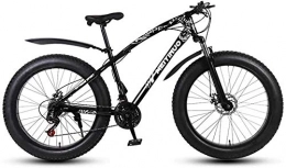 QZ Bike QZ Mens Adult Fat Tire Mountain Bike, Variable Speed Snow Bikes, Double Disc Brake Beach Bicycle, 26 Inch Wheels Cruiser Bicycles (Color : Black, Size : 24 speed)
