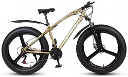 QZ Bike QZ Mens Adult Fat Tire Mountain Bike, Variable Speed Snow Bikes, Double Disc Brake Beach Cruiser Bicycle, 26 Inch Magnesium Alloy Integrated Wheels (Color : Gold, Size : 21 speed)