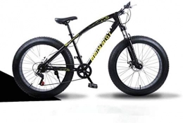 QZ Bike QZ Mountain Bikes, 26 Inch Fat Tire Hardtail Mountain Bike, Dual Suspension Frame And Suspension Fork All Terrain Mountain Bicycle, Men's And Women Adult, 7 speed, Gold spoke
