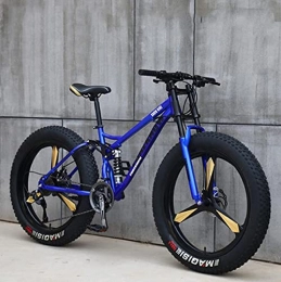 SFSGH Bike SFSGH Mountain Bikes, 26 Inch Fat Tire Hardtail Mountain Bike, Dual Suspension Frame and Suspension Fork All Terrain Mountain Bike 3 blue wheels- 24SPD