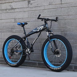 Wghz Bike Snow Bike Double Disc Brake Wide Wheel Mountain Bike 26 / 24 Inch Adult, Full Shock Absorber Adult Fat Tire Road Speed Frame Downhill Snow Mountain Bike, Blue, 26IN