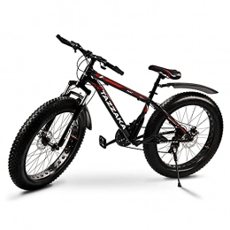 Tazzaka Bike Tazzaka 26 Inch Thick Wheel Mountain Bikes Adult Boys Girls Fat Tire Mountain Trail Bike 26" Mountain Bikes 21 Speed Bicycle Dual Disc Brake Bicycle, Red [UK Stock