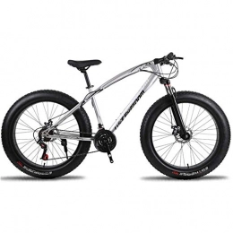 Ti-Fa Bike Ti-Fa Fat Bike 26" mountain Bike for adults High-carbon Steel Frame Double Disc Brake Suspension Fork Rear Suspension Anti-Slip for city beach or the snow, Silver, 21 speed