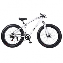 Ti-Fa Bike Ti-Fa Fat Bike 26" mountain Bike for adults High-carbon Steel Frame Double Disc Brake Suspension Fork Rear Suspension Anti-Slip for city beach or the snow, White, 24 speed