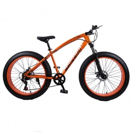 Ti-Fa Bike Ti-Fa Fat Tire Mountain Bike 26 inch Double Disc Brake Suspension Fork Rear Suspension Anti-Slip for city beach or the snow, Orange, 27 speed