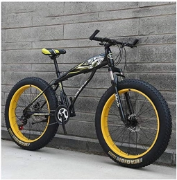 TongN Fat Tyre Mountain Bike TongN Bikes Adult Mountain Bikes, Boys Girls Fat Tire Mountain Trail Bike, Dual Disc Brake Hardtail Mountain Bike, High-carbon Steel Frame, Bicycle (Color : Yellow a, Size : 26 Inch 27 Speed)